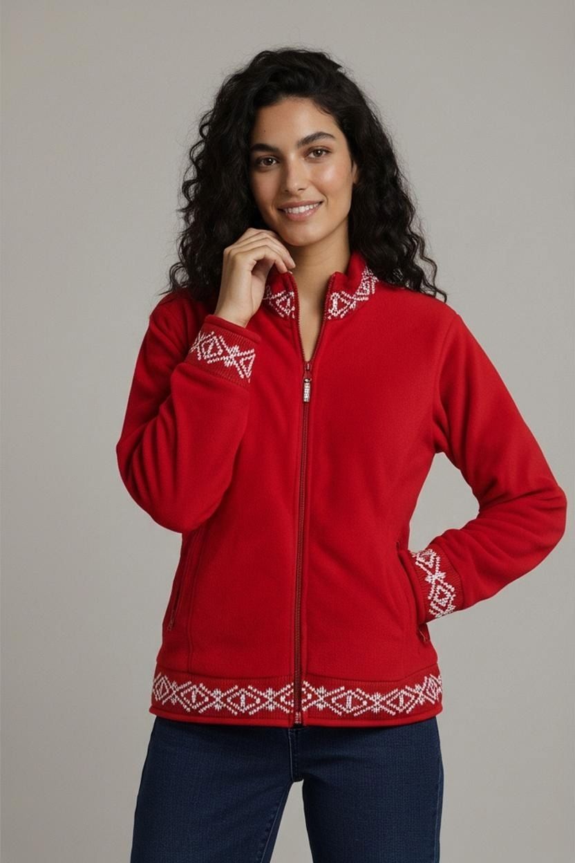 Sergio Tacchini Red Fleece Jacket with Nordic Pattern - Size L