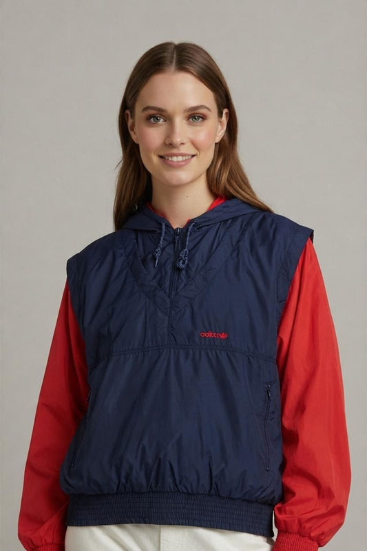 Vintage Adidas Navy & Red Windbreaker Jacket - Size M