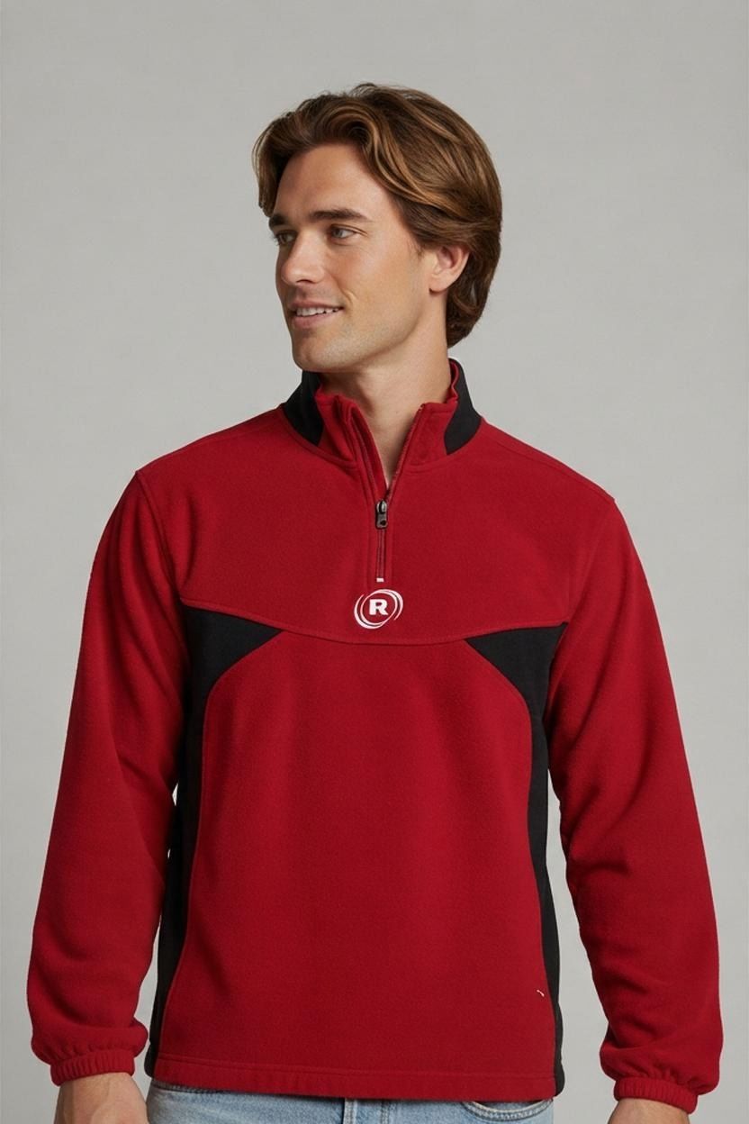 Russell Athletic Red & Black Quarter Zip Fleece Pullover