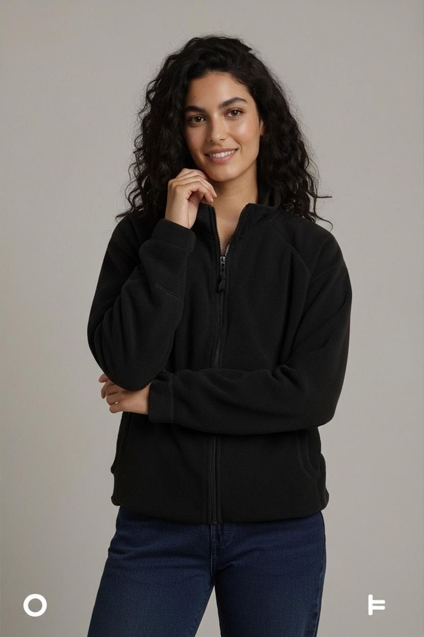 Woolrich Black Fleece Jacket with Full Zip