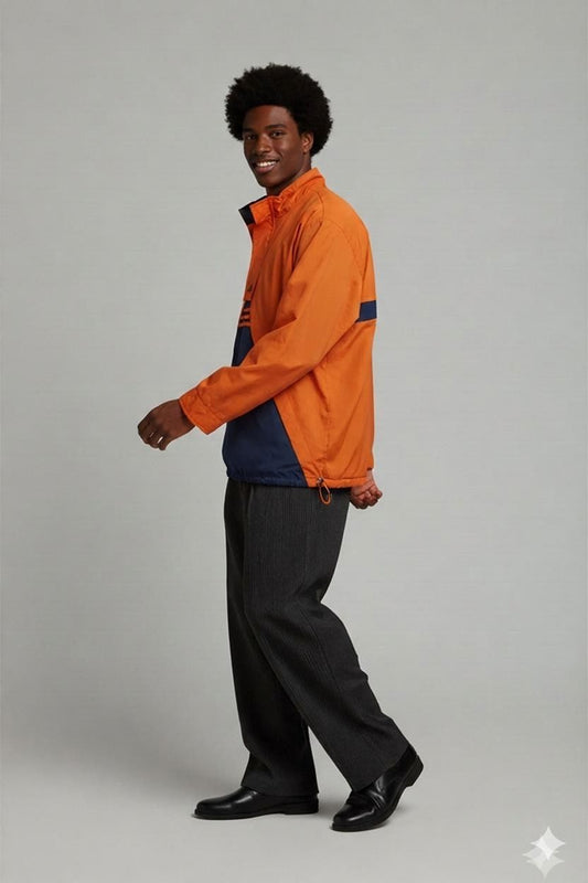 Vintage Adidas Orange & Navy Windbreaker Jacket - Size L