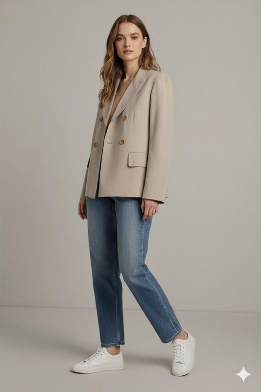 DKNY Beige Tailored Blazer - Size 8 - Donna Karan New York