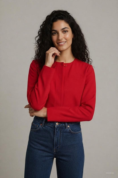 Vintage Red Wool Blend Cropped Jacket - Size 14