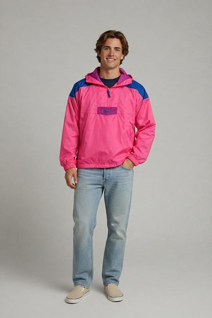 Vintage Columbia Sportswear Windbreaker Jacket - Men's XL - Pink/Blue/Purple