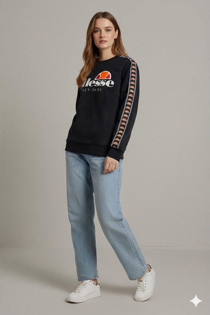 Ellesse Heritage Black Sweatshirt with Tape Detail - Size M