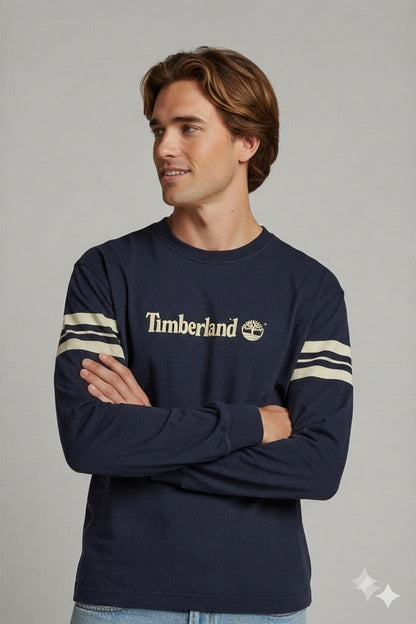 Timberland Navy Long Sleeve Sweatshirt with Gold Logo