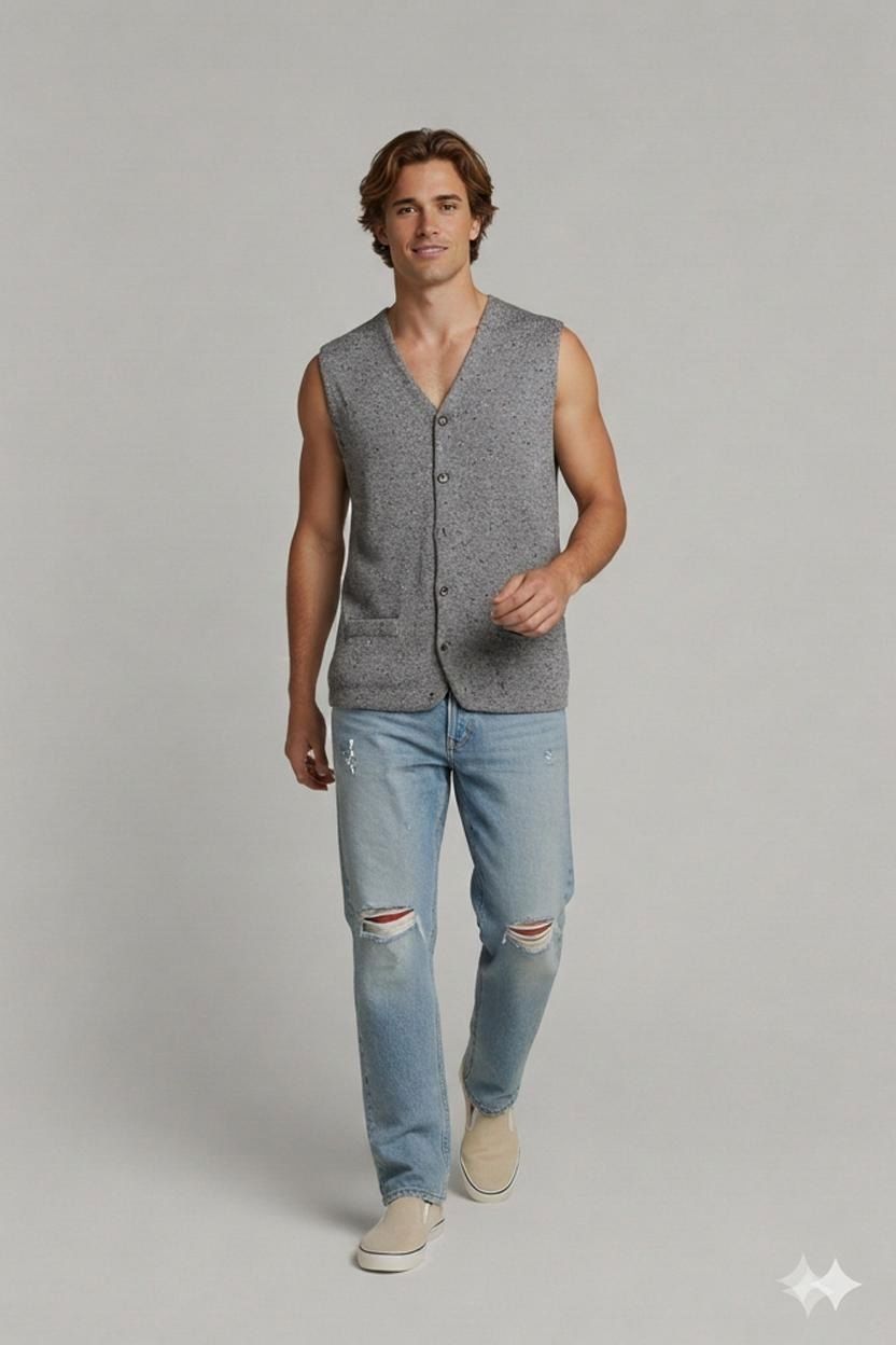 Bernini Milano Grey Wool Blend Vest - Italian Exclusive Selection