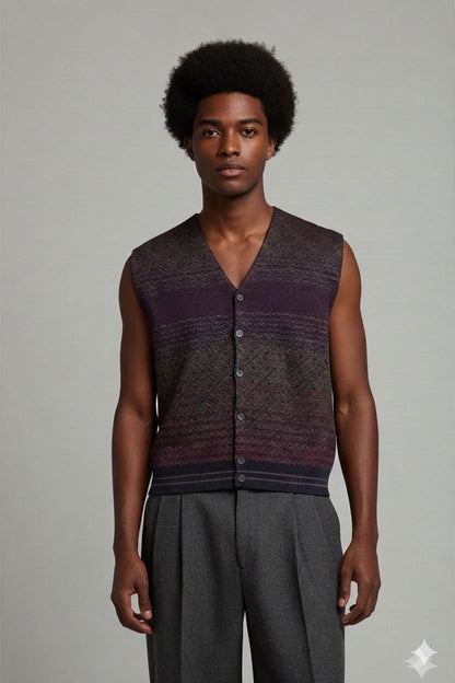 Monte Carlo Men's Patterned Wool Vest - Size 50