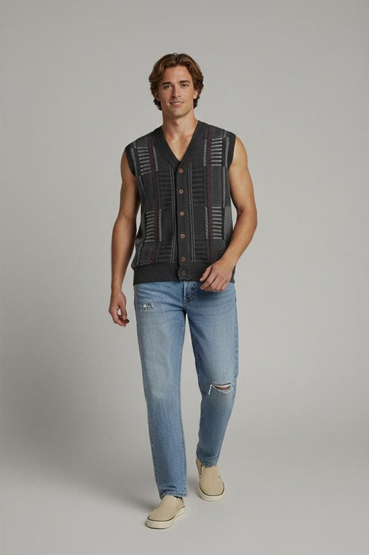 Paul Smith Men's Plaid Wool Knit Vest - Size XL