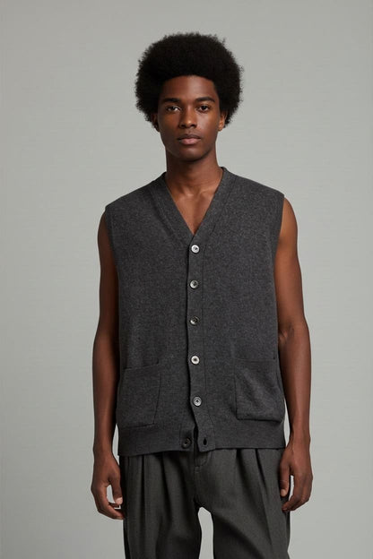 Henry Cotton's Wool Knit Vest - Classic Button-Up Sweater Waistcoat