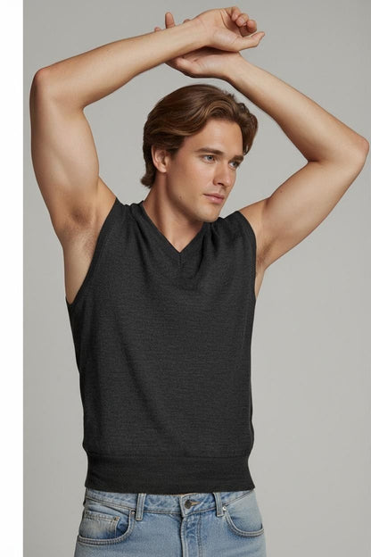 Breidhof Germany Charcoal V-Neck Sweater Vest - Size 52