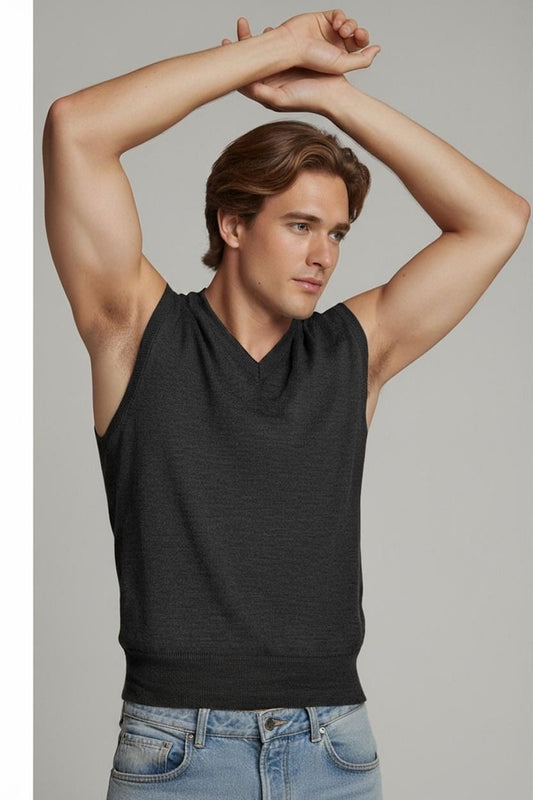 Breidhof Germany Charcoal V-Neck Sweater Vest - Size 52