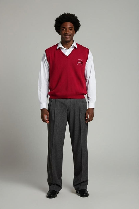 Boggi Milano Red Knitted V-neck Golf Sweater Vest - Size M