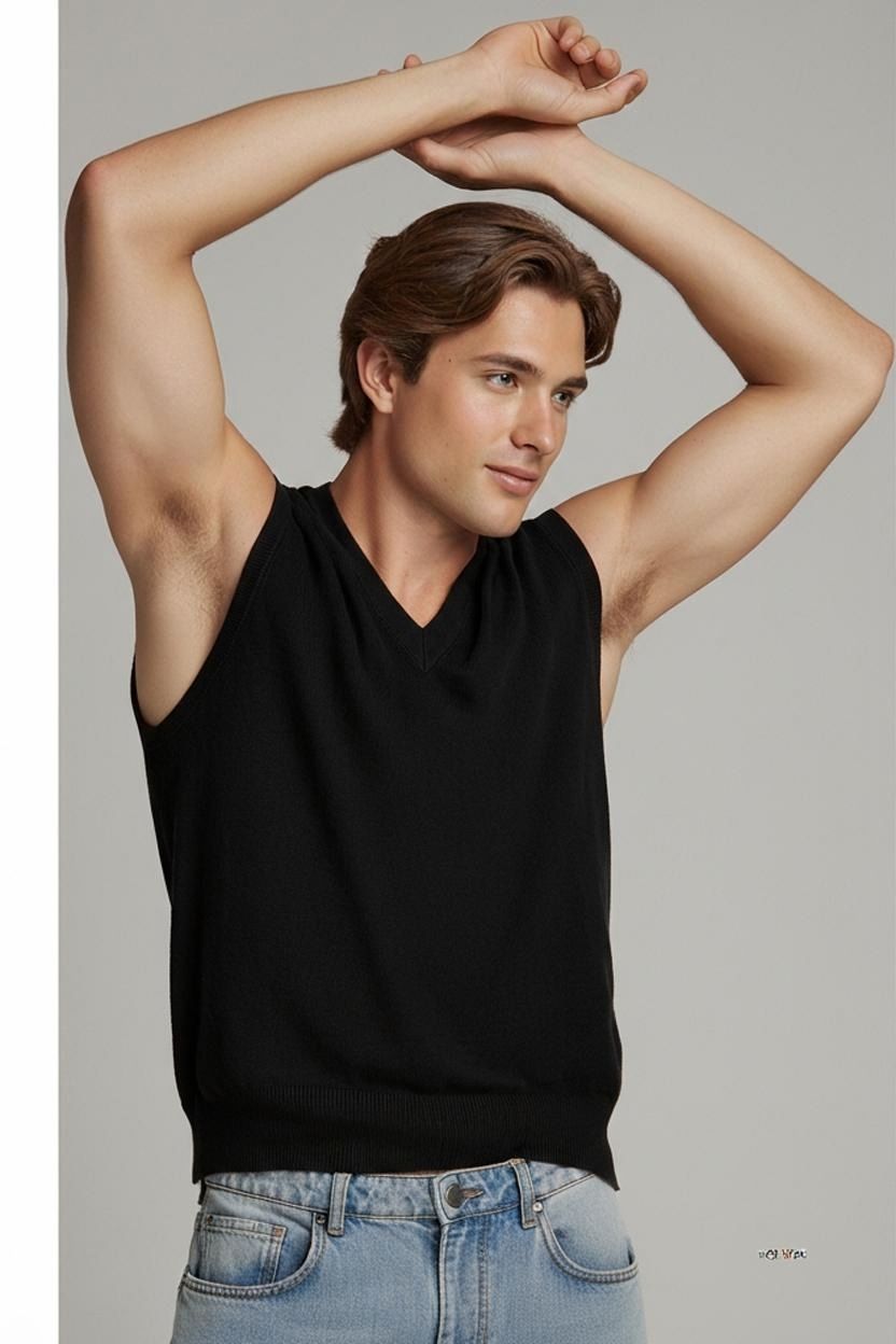 Stefanel Navy Sleeveless V-neck Sweater Vest