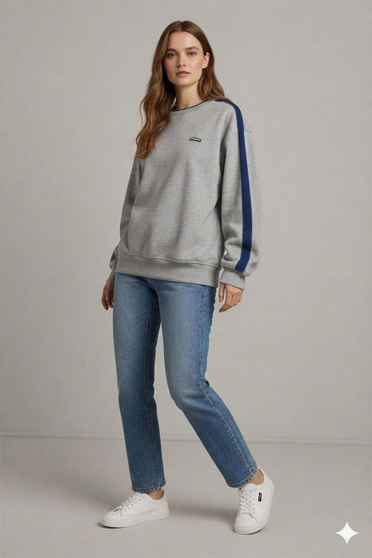 Ellesse Grey Sweatshirt with Navy Stripes - Size XL
