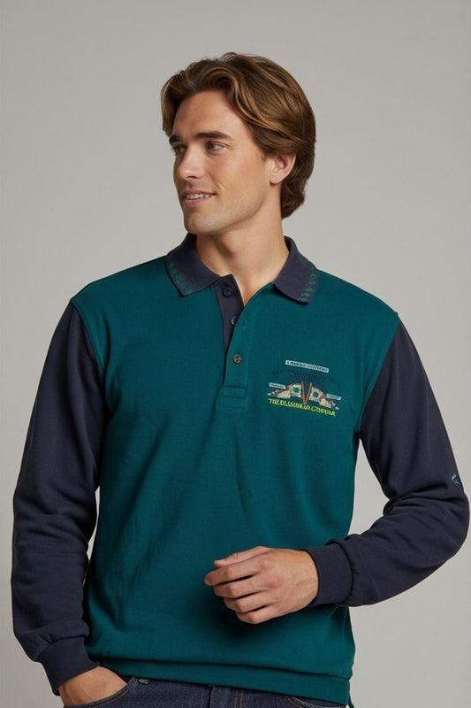 Vintage Diadora Windbreaker Jacket - Green/Navy Blue - Sporting Collegian