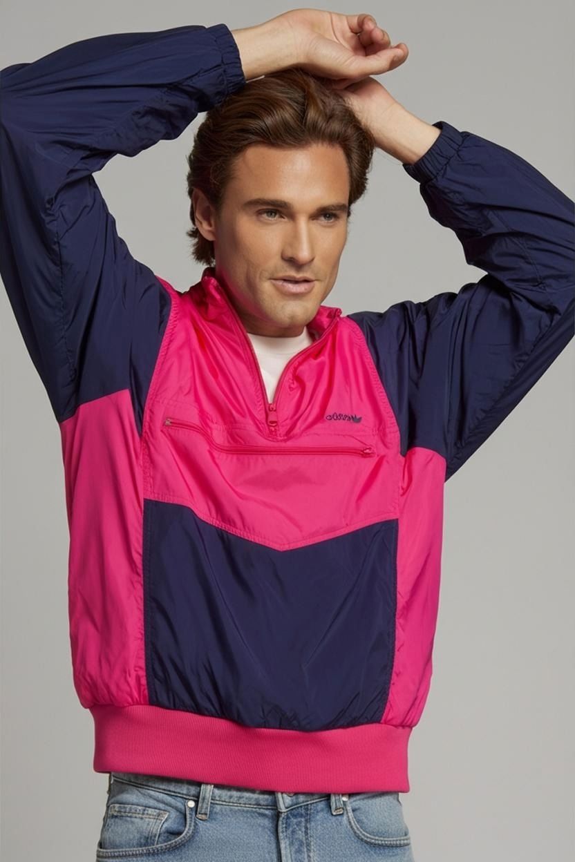 Vintage Adidas Pink & Navy Windbreaker Jacket - Size 42