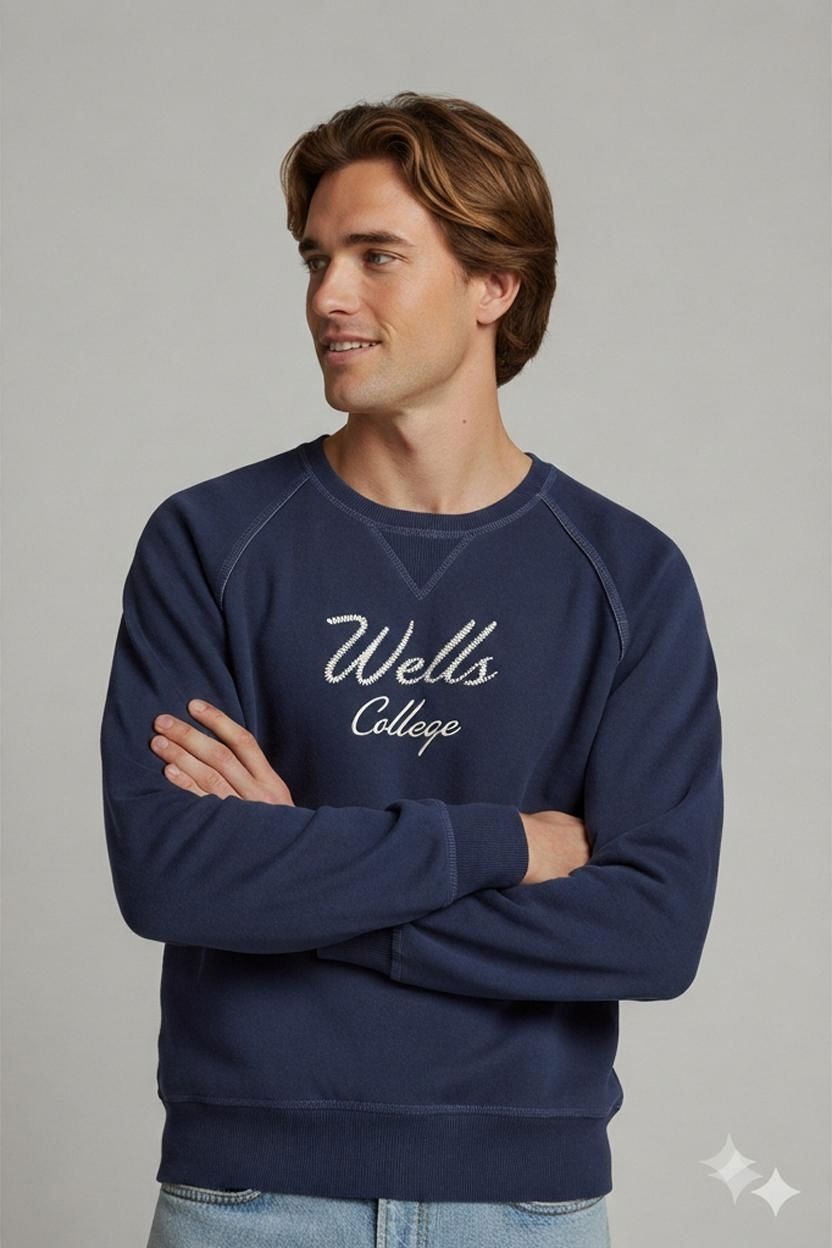 Vintage Camp David Wells College Navy Sweatshirt - Size L