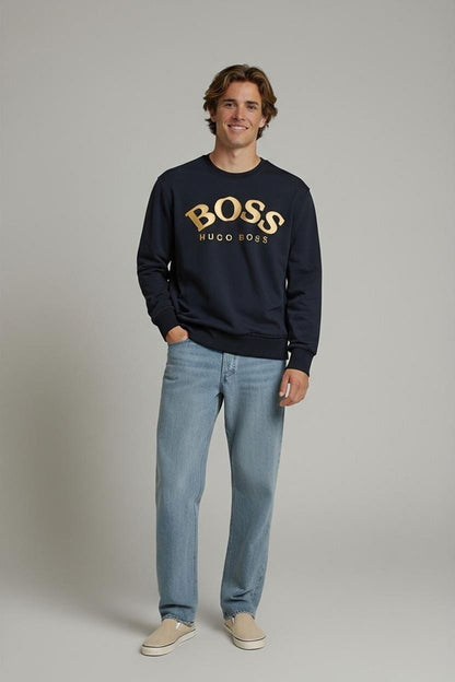 Hugo Boss Black Sweatshirt with Gold Logo - Size 2XL