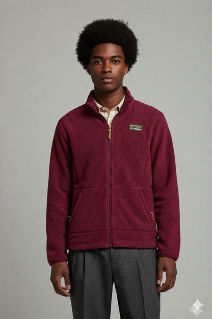 L.L.Bean Burgundy Fleece Jacket - Size Medium