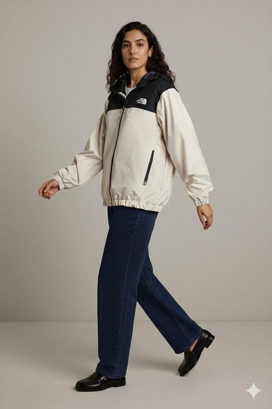 The North Face Two-Tone Windbreaker Jacket - Black/Beige