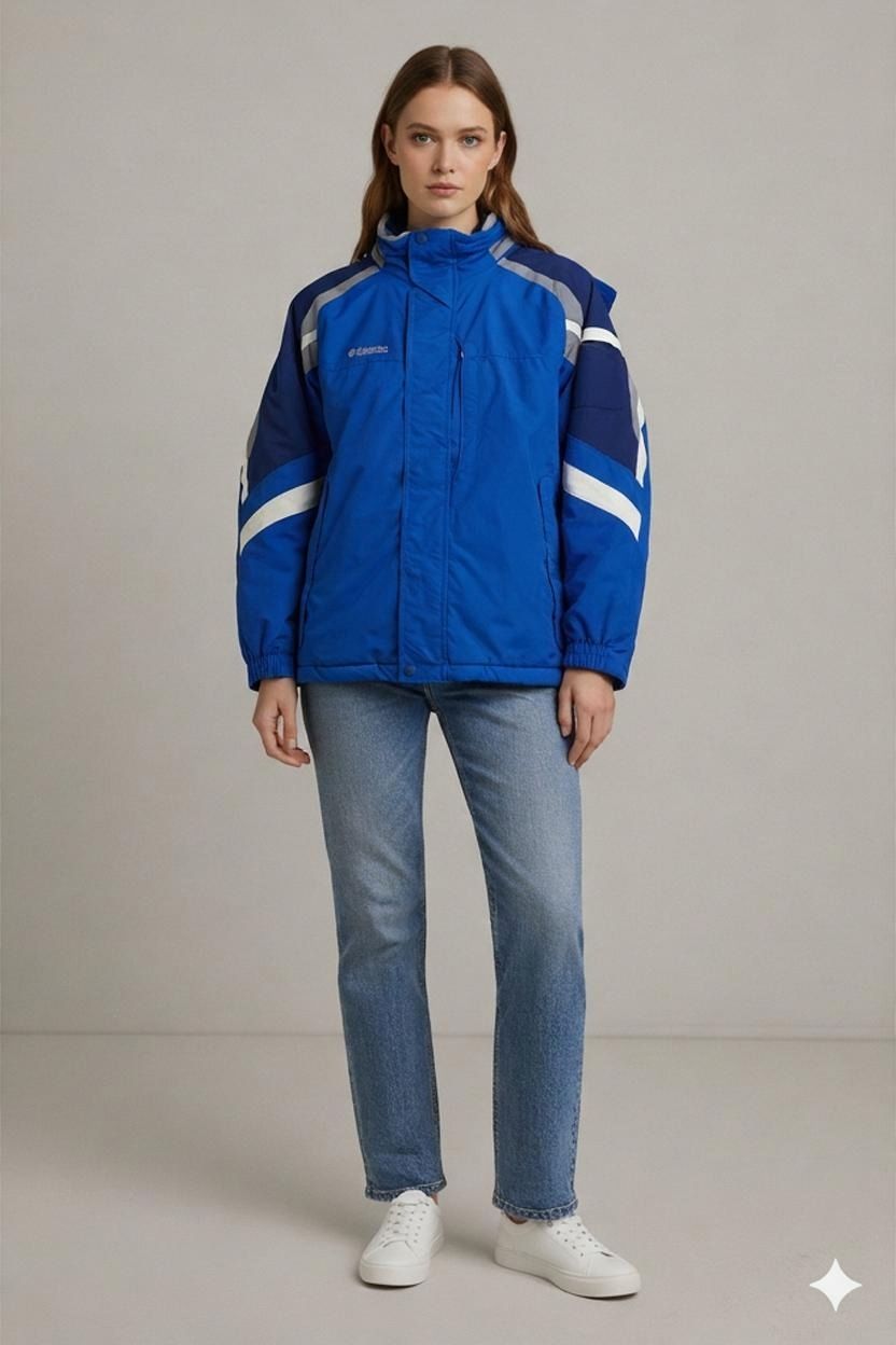 Columbia Sportswear Blue Windbreaker Jacket with Color Blocking
