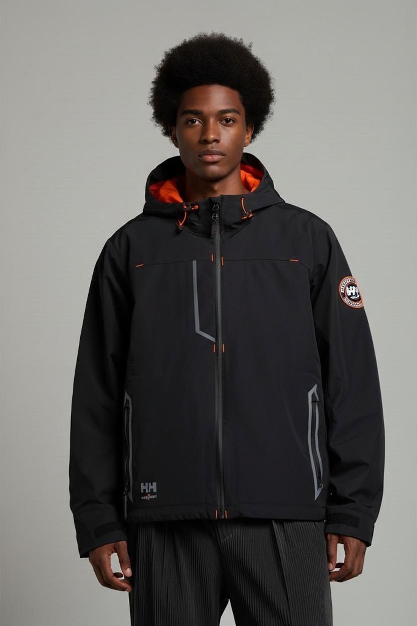Helly Hansen Black & Orange Windbreaker Jacket - Size M