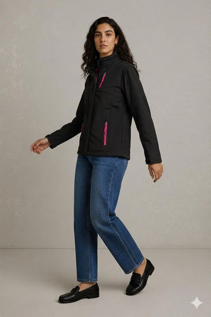 Reebok Black Windbreaker Jacket with Pink Accents - Women's Size M