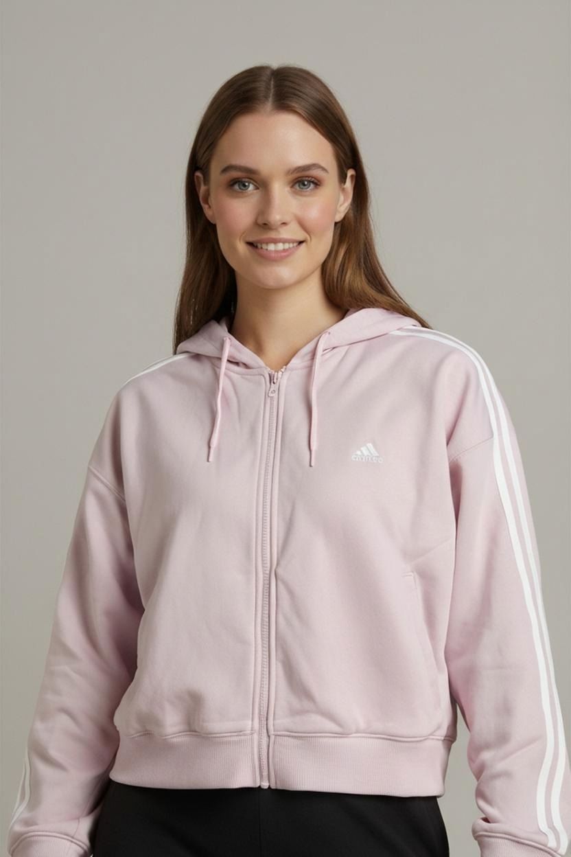 Adidas Pink Bomber Jacket with White Stripes - Size XL