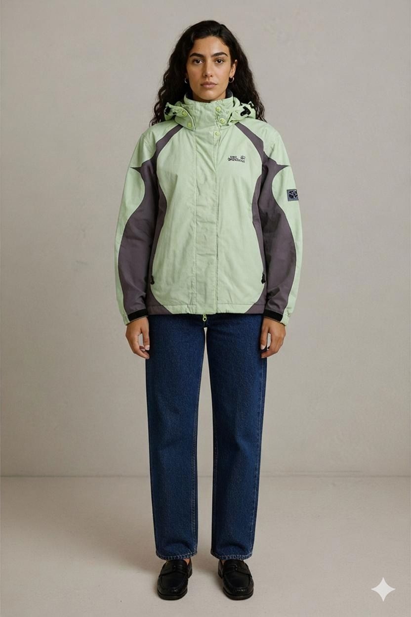 Jack Wolfskin Light Green & Grey Windbreaker Jacket