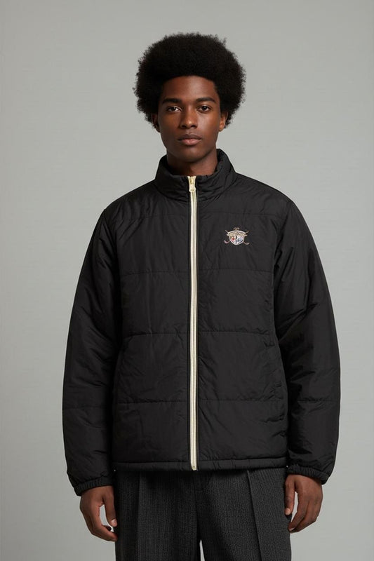 FILA Golf Windbreaker Jacket - Black with 'Feel The Green' Logo