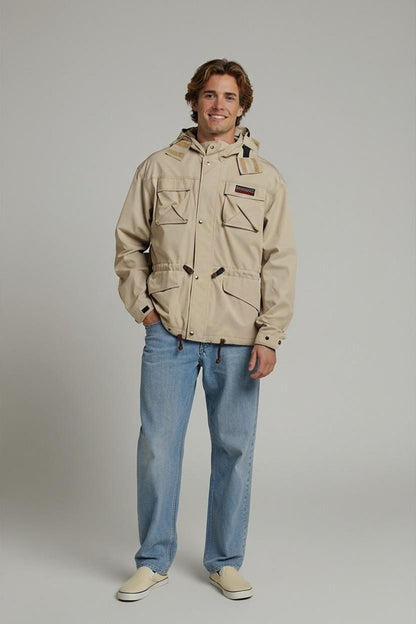 Napapijri Geographic Beige Windbreaker Jacket - Size XXL