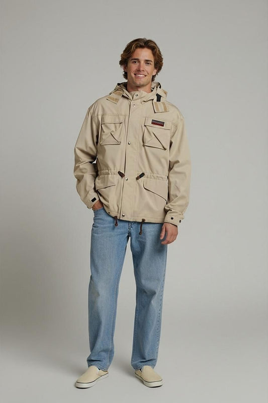 Napapijri Geographic Beige Windbreaker Jacket - Size XXL