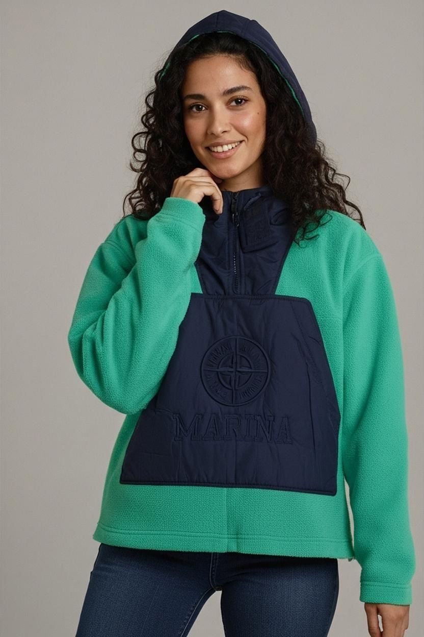 Stone Island Green Fleece Jacket with Navy Patch