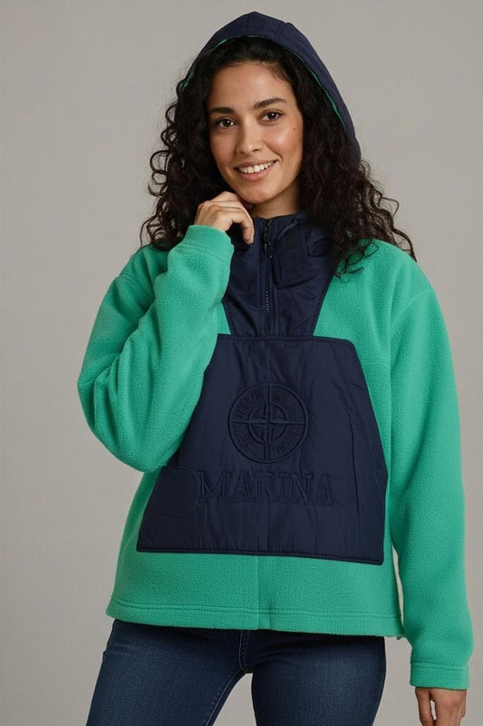 Stone Island Green Fleece Jacket with Navy Patch