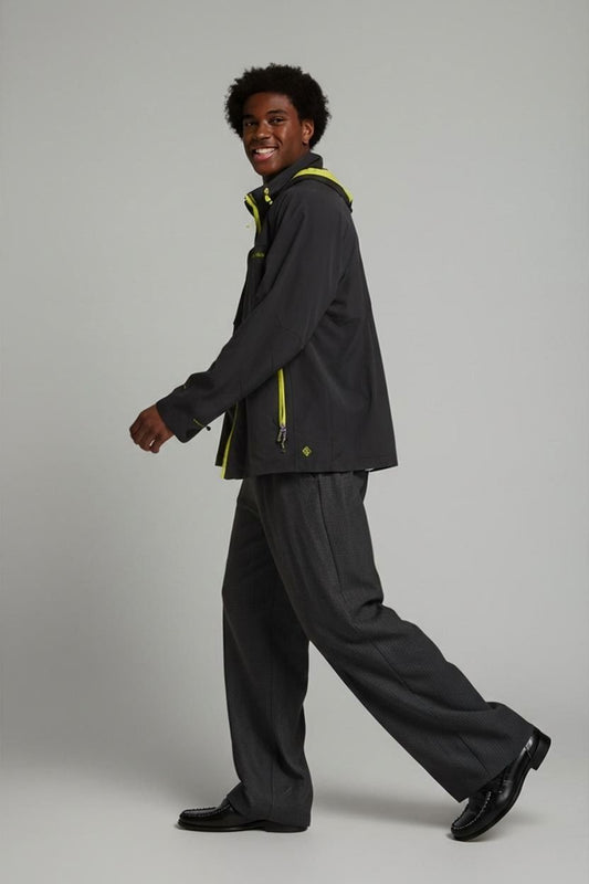 Columbia Black Windbreaker Jacket with Yellow Accents - Size XXL