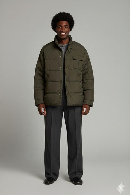 Vintage Armani Jeans Olive Green Puffer Jacket - Size 38