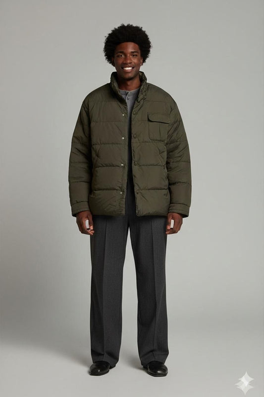 Vintage Armani Jeans Olive Green Puffer Jacket - Size 38