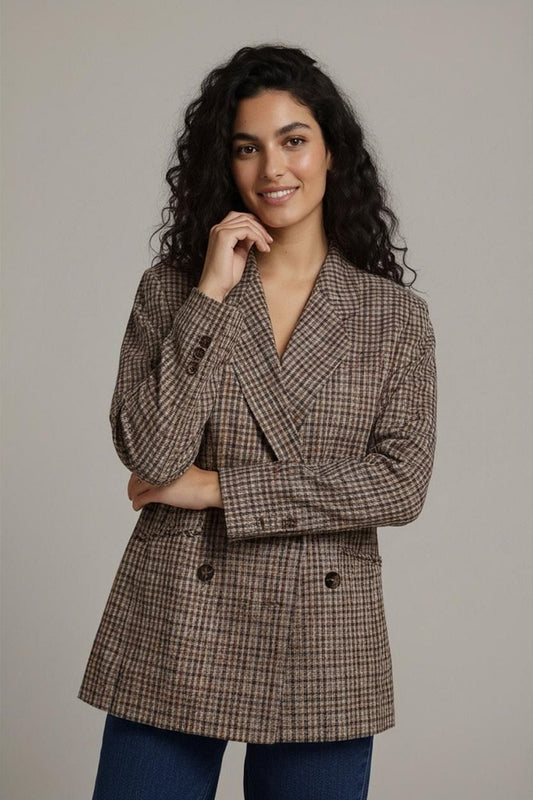 Kirsten Modedesign Checkered Pattern Coat - Vintage Style