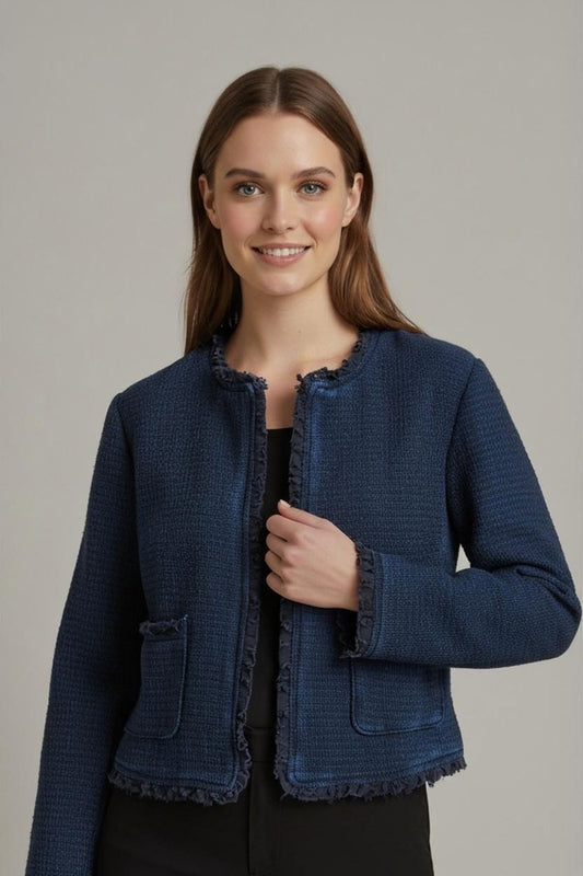 GAS Blue Denim Jacket - Textured Knit Design