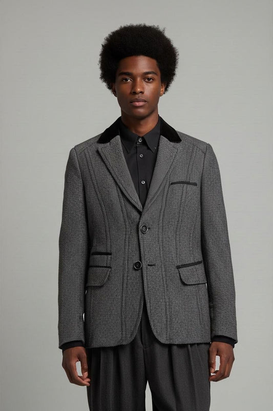 ADAGIO Grey Patterned Blazer Jacket