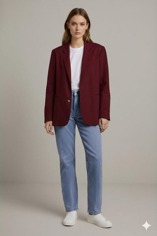 Made in Italy Burgundy Wool Blazer by Canali/Lorenzi - Elegant Design