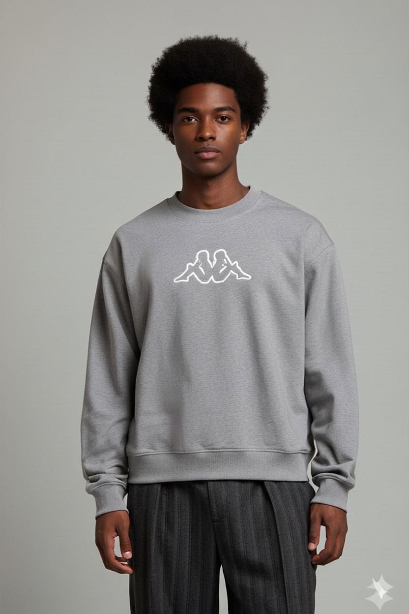 Kappa Grey Sweatshirt with Logo - Size Medium