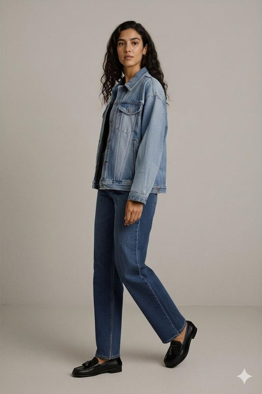 Camaïeu Denim Jacket - Women's Size XL 55 - Button-Up Classic Blue