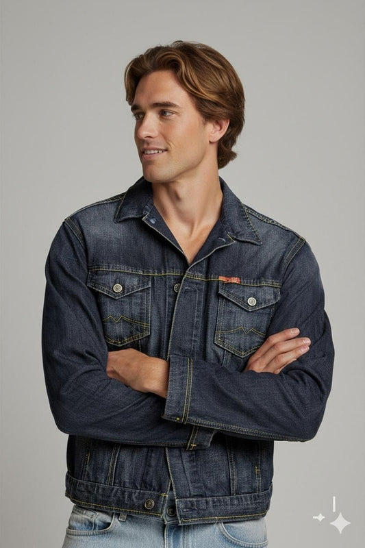 Mustang Denim Jacket - Size L - Classic Blue Jean Jacket