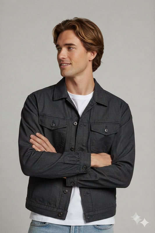 Armani Jeans Grey Denim Jacket - Size XL