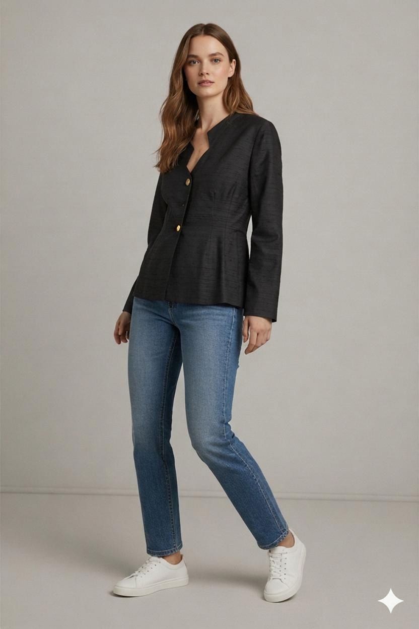 Claudio Lugli Black Blazer Jacket - Size 40 - Made in Italy