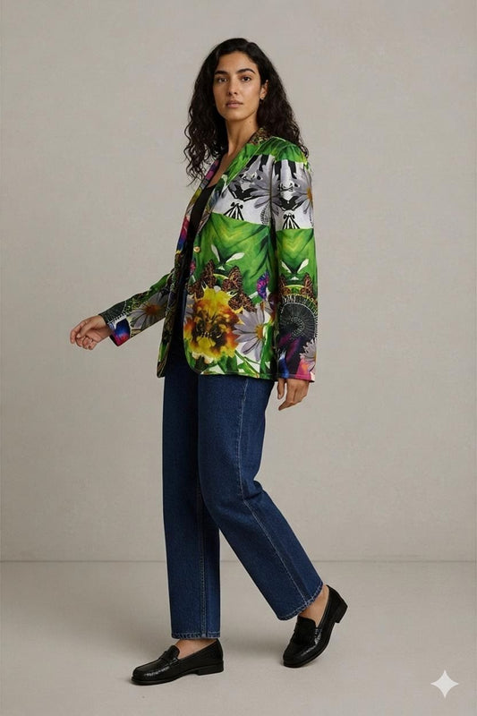 Desigual Colorful Floral Print Blazer - Size 44