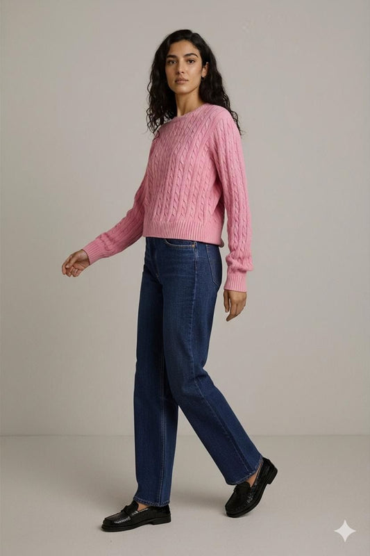 Ralph Lauren Pink Cable Knit Sweater - Size PM (Petite Medium)