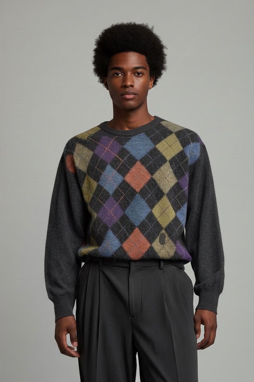 Trussardi Knitwear Wool Argyle Pattern Sweater